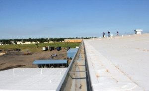 Right side roof gutter on commercial project by Coryell