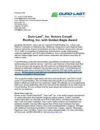 Open the Coryell Roofing Golden Eagle Award press release