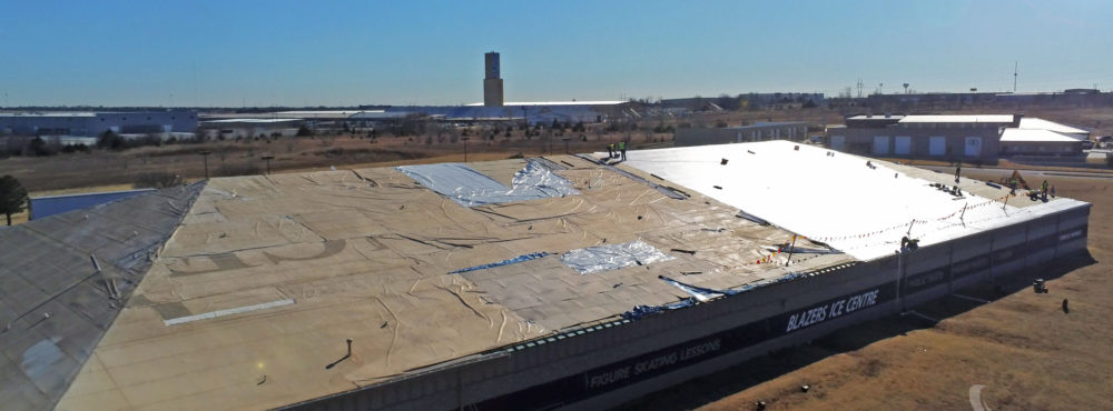 Coryell Roofing Begins Work On The Blazers Ice Centre In South OKC.