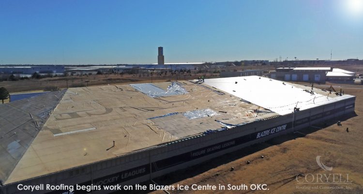 Coryell Roofing Begins Work On The Blazers Ice Centre In South OKC.