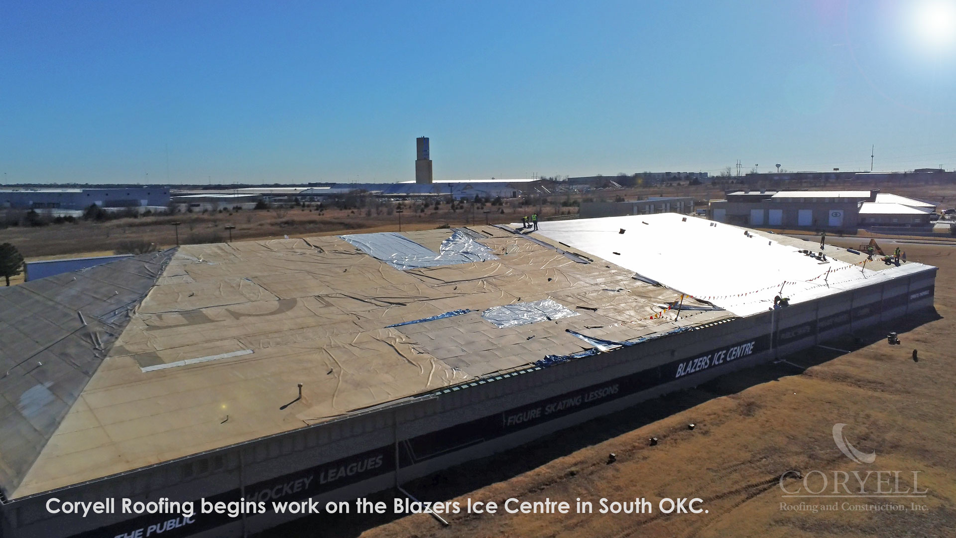 Coryell Roofing begins work on the Blazers Ice Centre in South OKC.