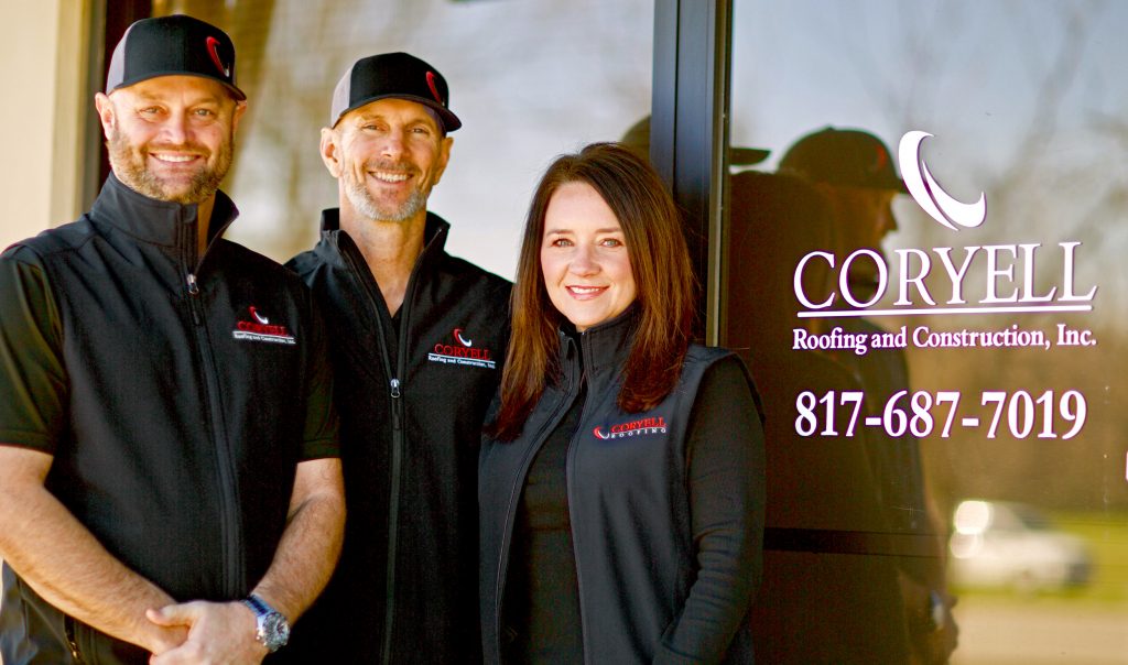 Wendell Olson, Dave Floyd, and Lisa Olson are the new Texas Office Dream Team for Coryell Roofing.