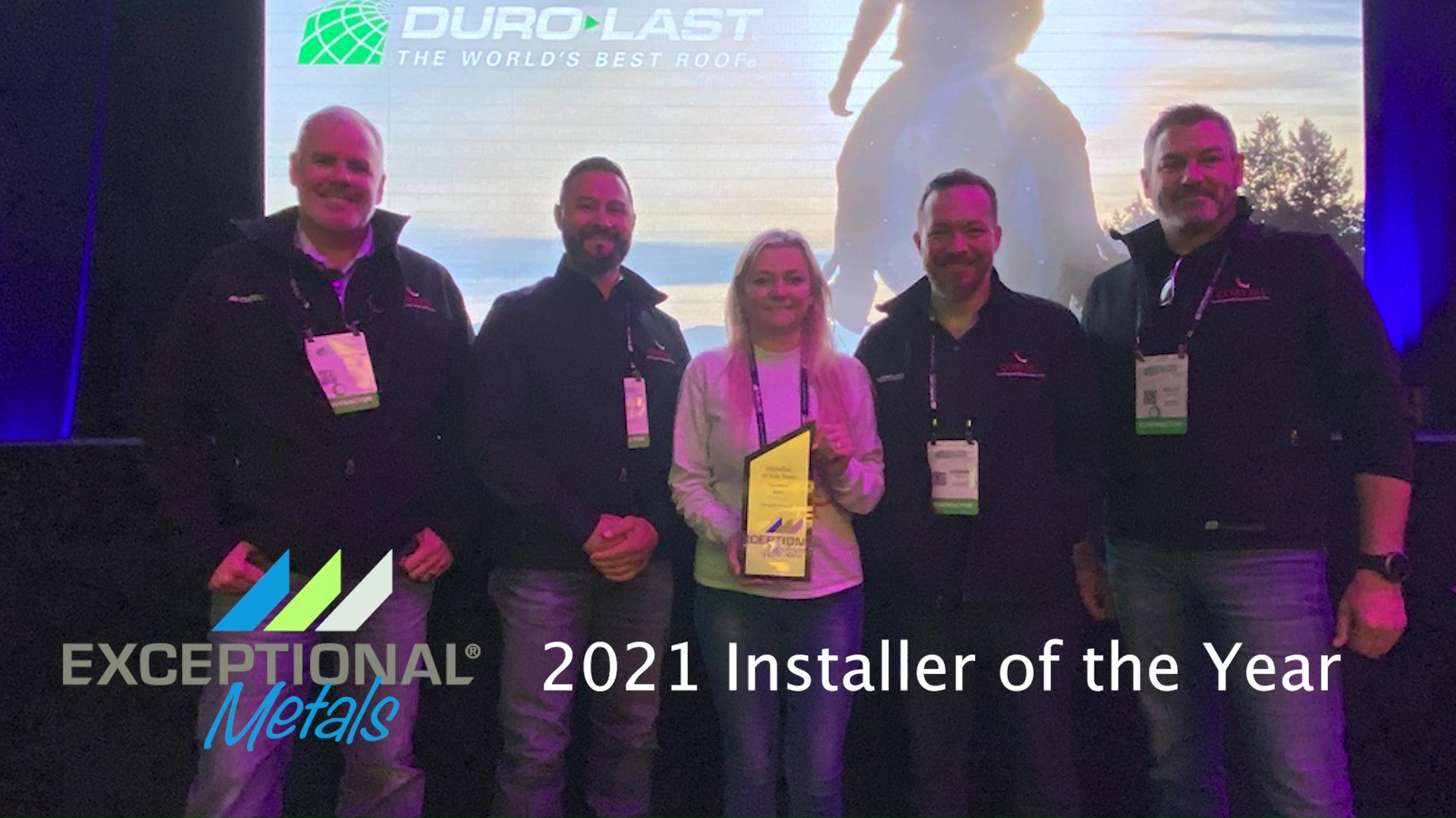 Team Coryell accepting their Exceptional Metals 2021 Installer of the Year Award.